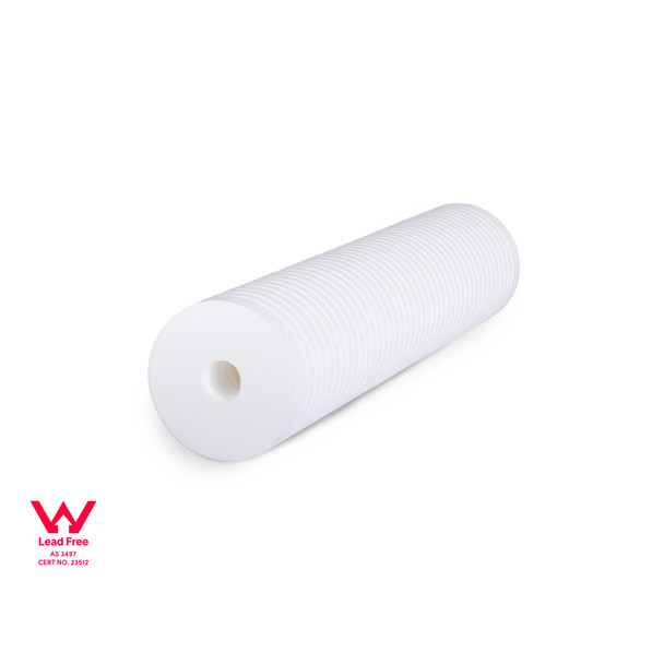 Polyspun sediment water filter shown at an angle