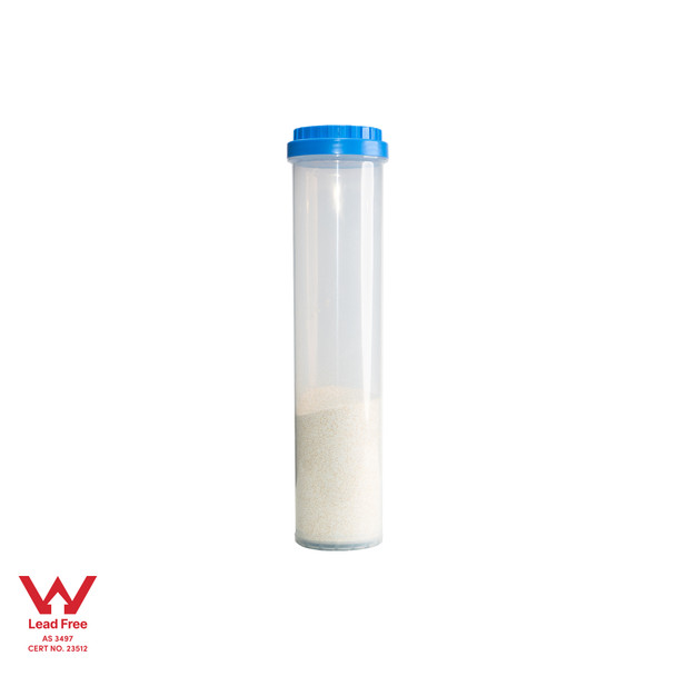 Limescale and chlorine reduction water filter standing upright
