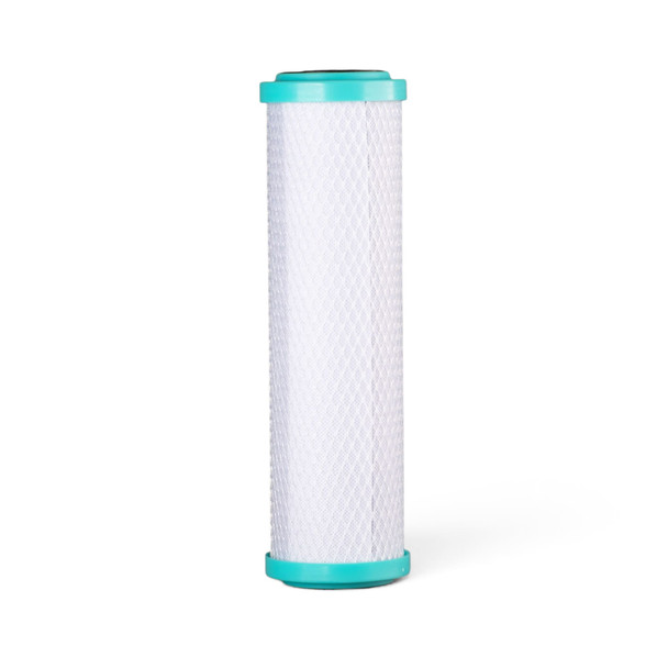 A 5-micron coconut carbon pre-filter standing up