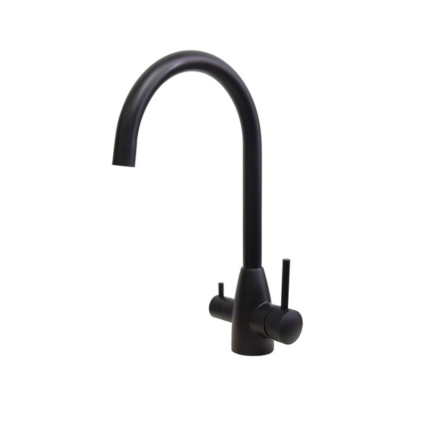 A black gooseneck high-end 3-way stainless steel faucet