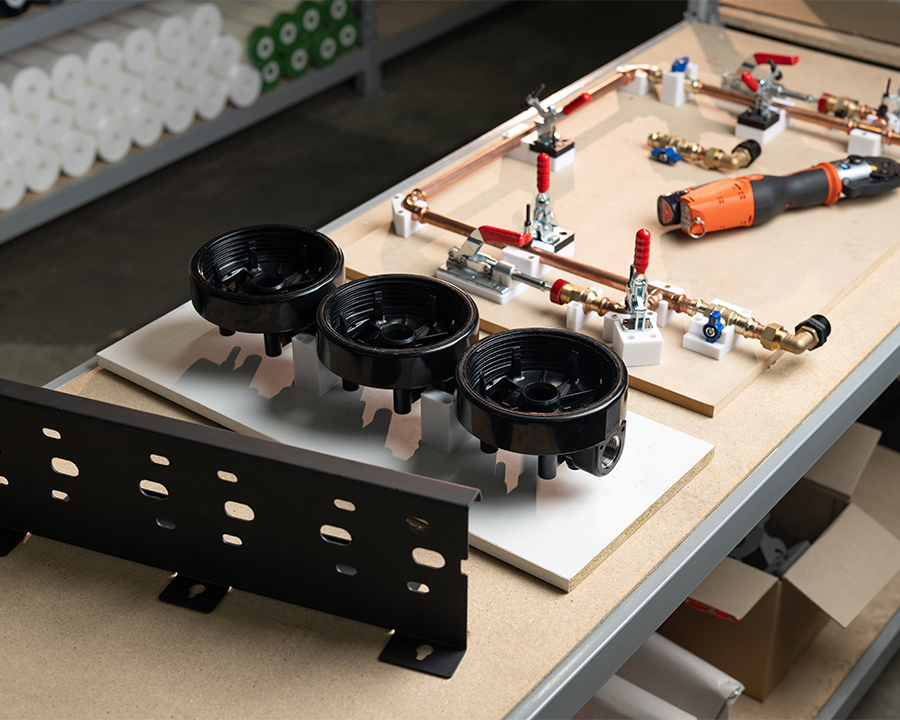 A workbench with an assembly of Cloudtap parts