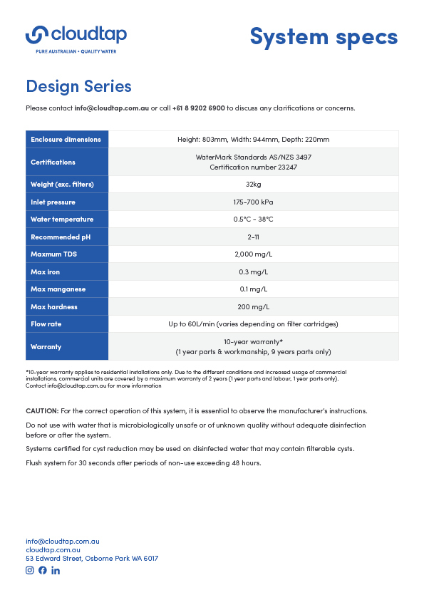 Preview of spec sheet