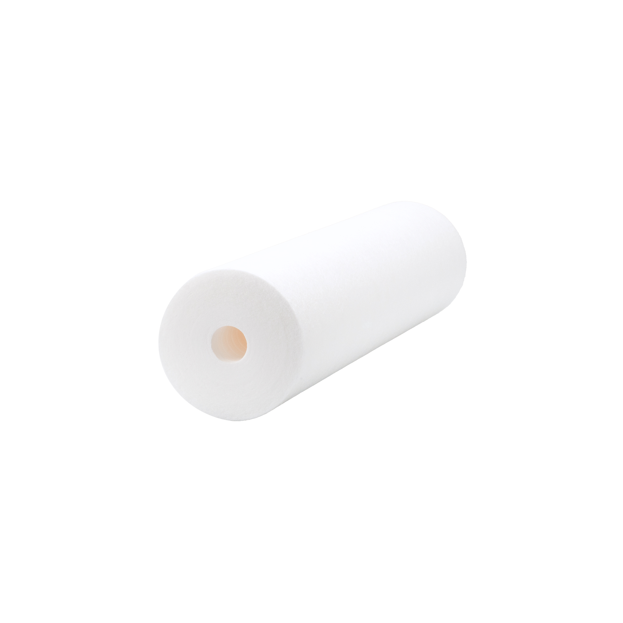 Polyspun sediment water filter shown at an angle