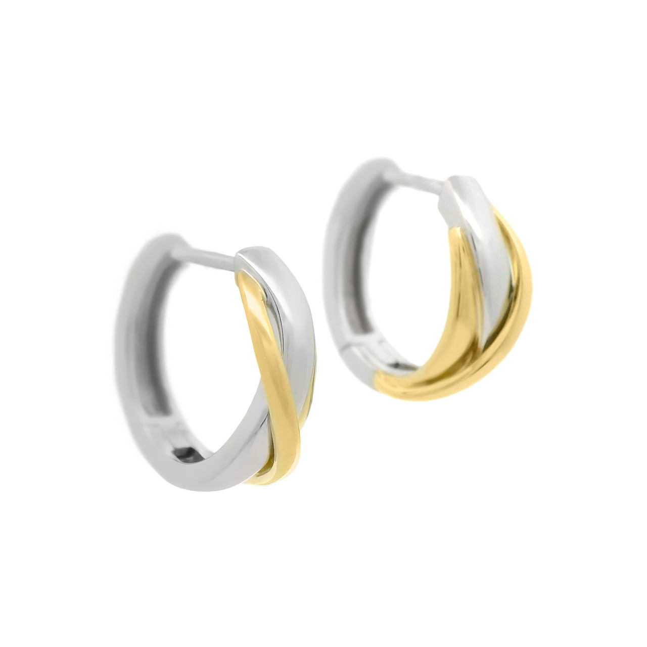 【VINTAGE HOLLYWOOD】Two-tone Ring Earrings~ツートーンピアス 14K Two Tone Ribbon Style Huggie Earrings - Johannes Hunter