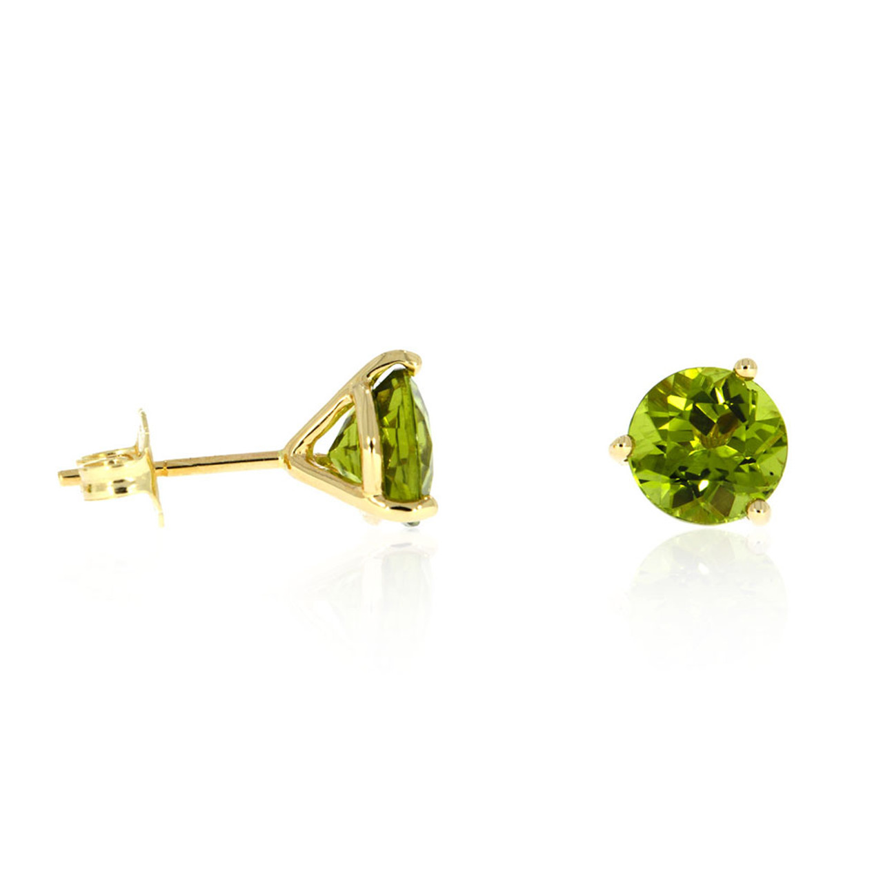 9ct Yellow Gold Peridot and Diamond Stud Earrings