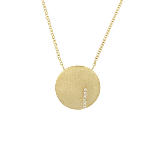 14K Yellow Gold Disc Pendant with Diamond Accents