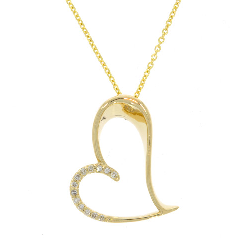 14K Yellow Gold and Diamond Heart Pendant