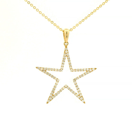 14K Yellow Gold and Diamond Star Pendant