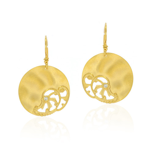 14K Yellow Gold Dangle Disc Earrings