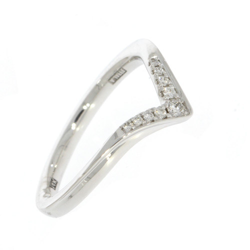 14K White Gold and Diamond Contoured Wedding Band