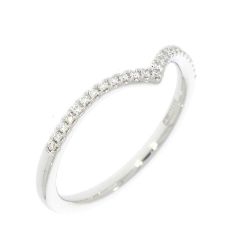 14K White Gold V Shape Diamond Wedding Band