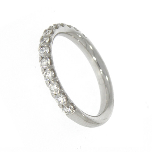 18K Palladium White Gold Band With 13 Shared Prong Set Round Diamonds