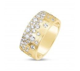 14K Yellow Gold and Flush Set Diamond Confetti Ring