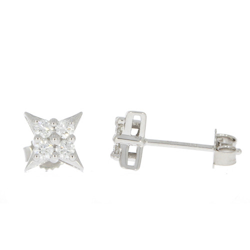 14K White Gold and Cluster Diamond "Star of Hope" Earrings