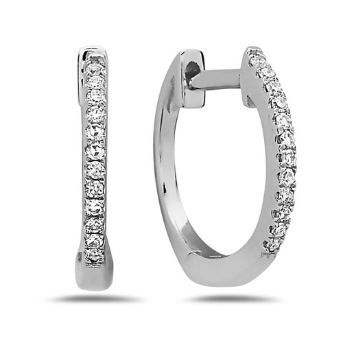 14K White Gold and Diamond Hinged Hoop Earring