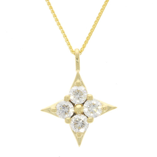 14K Yellow Gold and Diamond "Star of Hope" Cluster Pendant with 18" 14K Yellow Gold Cable Chain