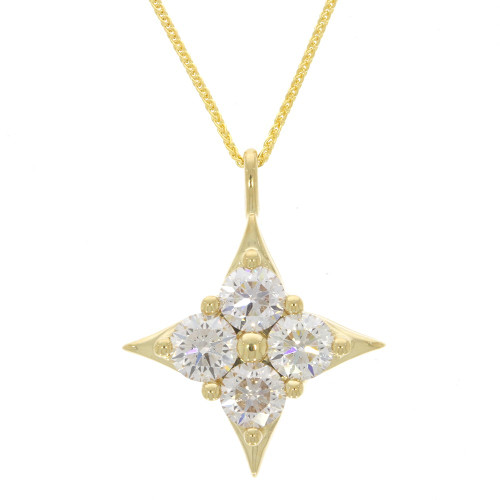 14K Yellow Gold and Diamond "Star of Hope" Cluster Pendant with 18" 14K Yellow Gold Cable Chain with Lobster Claw Clasp