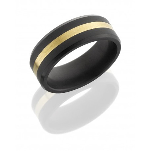 24K Yellow Gold and Black Elysium 8mm Wedding Ring