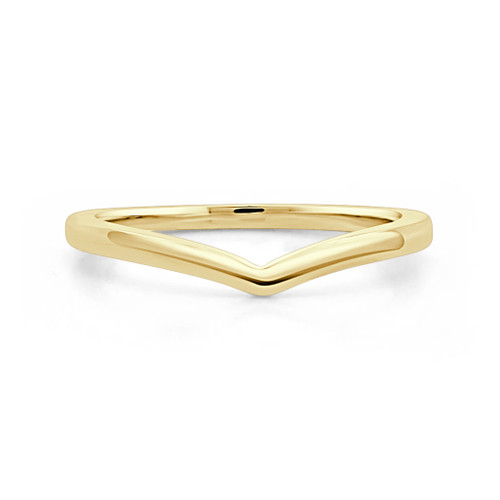 14K Yellow Gold V Shaped Stackable Wedding Ring