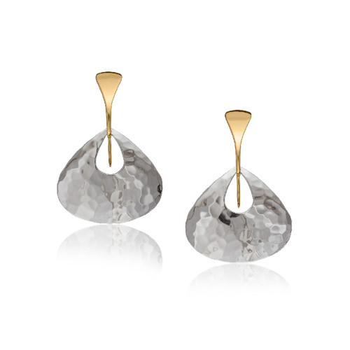Sterling Silver and 14K Yellow Gold Hammered Tear Drop Earrings | Earrings | Johannes Hunter Jewelers