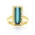 14K Yellow Gold Emerald-Cut Green Tourmaline and Diamond Ring