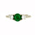 14K White Gold Emerald and Diamond Three Stone Ring
