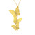 14K Yellow Gold and Diamond Flying Butterflies Necklace