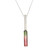 14kt White Gold Emerald Cut Watermelon Tourmaline and Round Diamond Pendant