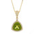 14K Yellow Gold and Triangle Peridot Pendant with Prong Set Round Diamond Accents