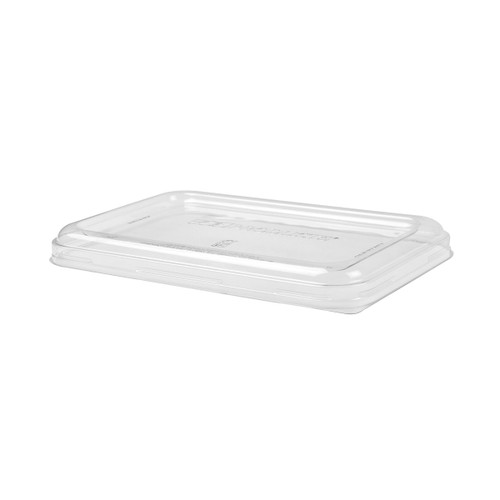 24-32oz WorldView™ Flat PLA Lid for Rectangular Containers,  Clear