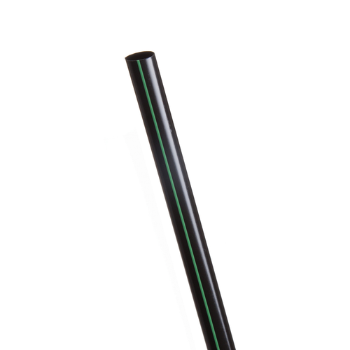 7.75in PLA Straw, Black w/ Green Stripe