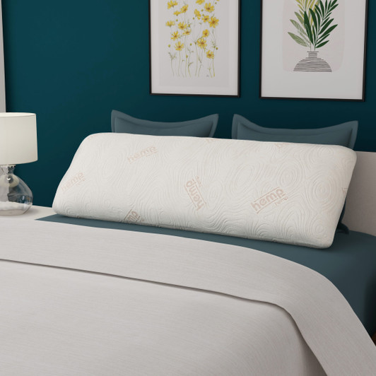 ZenCloud Body Pillow with CopperCell: Shredded Gel Memory Foam, Copper, and CBD Infusion | Beige Quilted Organic Hemp Cover" ZenCloud Body Pillow with CopperCell: Shredded Gel Memory Foam, Copper, and CBD Infusion | Beige Quilted Organic Hemp Cover"