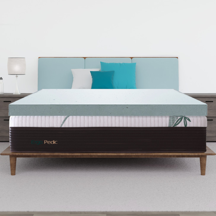 Get a comfortable, healthy sleep with Ergo-Pedic Sleep ZenWave Memory Foam Topper with CopperCell. Infused with cbd & cooling copper. Choice of 2” or 3” ultra-plush cooling gel w/ orthopedic support. Anti-microbial, hypoallergenic, THC-free, CertiPUR-US certified.