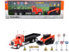 Peterbilt 379 Flatbed Truck Orange and Kubota SVL 95-2S Track Loader with Street Signs 1/32 Diecast Models by New Ray