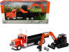 Peterbilt 379 Flatbed Truck Orange and Kubota SVL 95-2S Track Loader with Street Signs 1/32 Diecast Models by New Ray