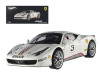 Ferrari 458 Italia Challenge White #3 Elite Edition 1/18 Diecast Car Model by Hotwheels