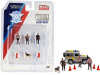 "Indonesia Police" 8 piece Diecast Set (3 Figurines and 1 Dog and 4 Accessories) for 1/64 Scale Models by American Diorama