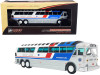 1970 MCI MC-7 Challenger Intercity Motorcoach Bus "City Tour" Sightseeing Tours "Gray Line" White and Silver with Stripes "Vintage Bus & Motorcoach Collection" 1/87 (HO) Diecast Model by Iconic Replicas