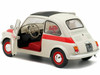 1960 Fiat 500 L Nuova Sport Cream with Red Stripes 1/18 Diecast Model Car by Solido