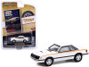 1980 Ford Mustang White with Stripes "Introducing A Sports Car For The 80's. Ford Mustang" "Vintage Ad Cars" Series 4 1/64 Diecast Model Car by Greenlight