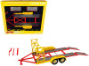 Tandem Car Trailer with Tire Rack "Shell Oil" Yellow 1/18 Diecast Model by GMP