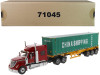 International LoneStar Sleeper Cab Red with Skeleton Trailer and 40' Dry Goods Sea Container "China Shipping" Green "Transport Series" 1/50 Diecast Model by Diecast Masters