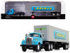 Mack B-61 Day Cab with 40' Vintage Trailer "Navajo" Turquoise and Silver 1/64 Diecast Model by First Gear