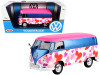 Volkswagen Bus Type 2 (T1) Delivery Van "Love" Pink and Blue Metallic 1/24 Diecast Model Car by Motormax