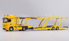 1/64 GCD Mercedes-Benz Truck Header with Double Level Trailers (Yellow) Diecast Model