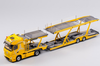 1/64 GCD Mercedes-Benz Truck Header with Double Level Trailers (Yellow) Diecast Model