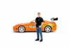 1/24 Jada Toyota Supra Orange Metallic with Brian Diecast Figurine "Fast & Furious" Movie Diecast Model Car