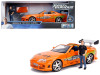 1/24 Jada Toyota Supra Orange Metallic with Brian Diecast Figurine "Fast & Furious" Movie Diecast Model Car