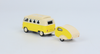 Volkswagen T1 Camper Bus with Travel Trailer Yellow and Cream 1/64 Diecast Models by Schuco