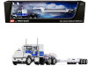 Mack Super-Liner with 60" Sleeper Cab with Talbert Tri-Axle Lowboy Trailer White and Blue 1/64 Diecast Model by DCP/First Gear
